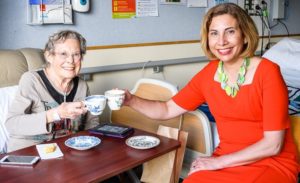 Morning tea with Dr Mary English at Mary Potter Hospice. Photo by Mark Coote.