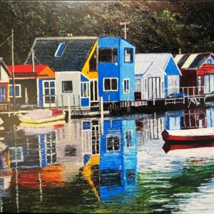 Colourful Cambourne Boat Sheds by Rhonda Thompson