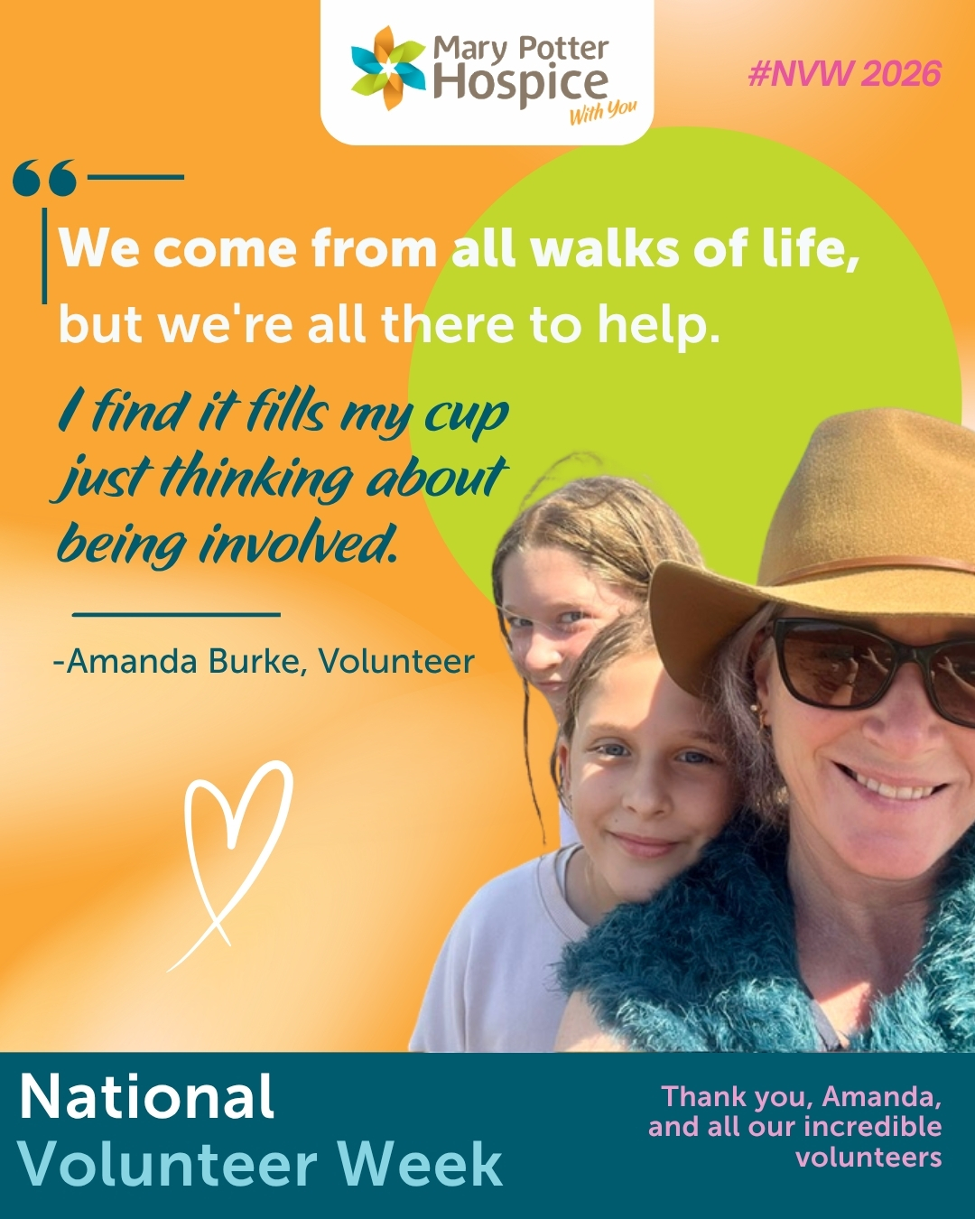 Amanda Burke, Mary Potter Hospice volunteer