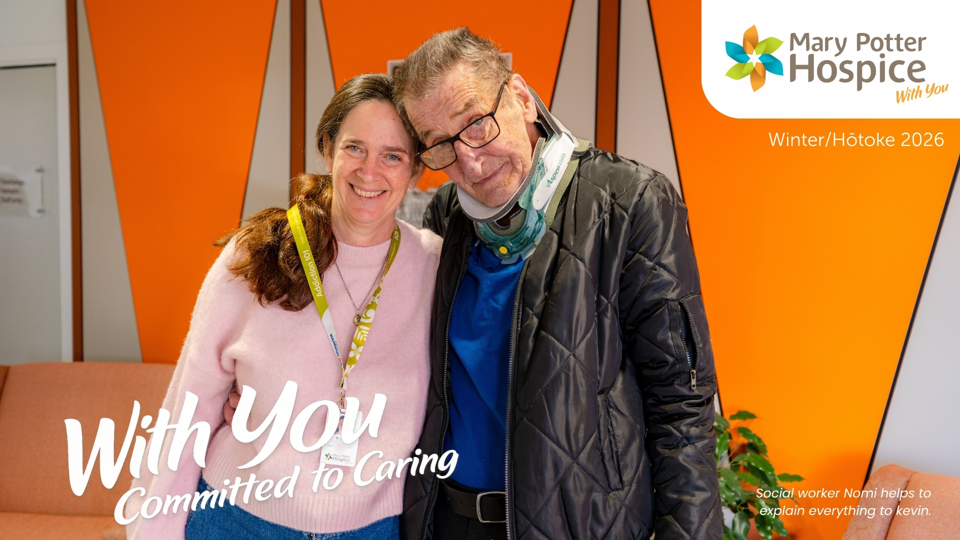 Kevin with a Mary Potter Hospice team member